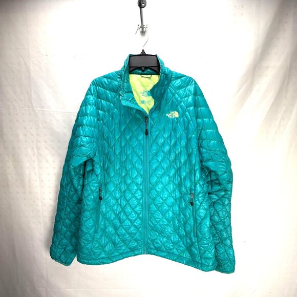 The North Face ThermoBall Eco Jacket Womens Large Teal Puffer Zip Winter Outdoor - Picture 2 of 8